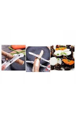 Homyl Paslanmaz Çelik Sebze, Kuşkonmaz Çift Soyucu Mutfak Gümüş