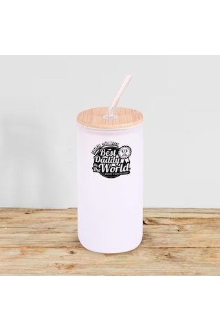 Bk Gift İsimli Dad Tasarımlı Beyaz Renk Pipetli Buzlu Cam Bardak 600ml - 3, Babaya Hediye, Doğum Günü Hediyesi Kobitmeyen137864 Bk Gift