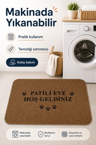 Hoşgeldiniz Desenli Kapı Önü Halı Paspas 40 X 60 Cm Bej