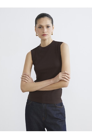 Lcw Modest Kahverengi Dik Yaka Fitilli Kadın Body