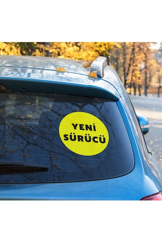 Yeni Sürücü Sticker Etiket - 15cm - Sarı Renk - Araç Camı İçerisinden Yapıştırılır Sarı