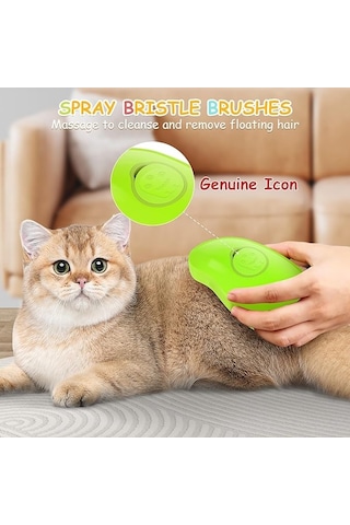 Brandsus Kedi Buharlı Fırça 3'ü 1 Arada Buharlı Kedi Fırçası Yeşil
