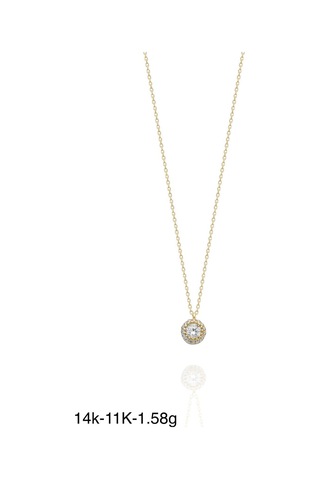 Minik Zirkon Tek Taş 14 Ayar Altın Kolye Altın