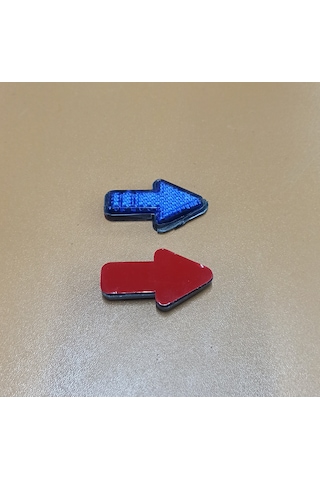 Mini Mavi Renk Ok Yönlü Reflektör Yapışkanlı 2 Adet Plastik