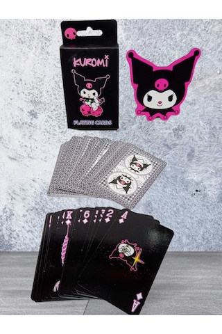 Kuromi Iskambil Pişti Oyun Kağıdı Briç Batak 52 Oyun Kağıdı A-30 Kuromi Rozet Hediyeli