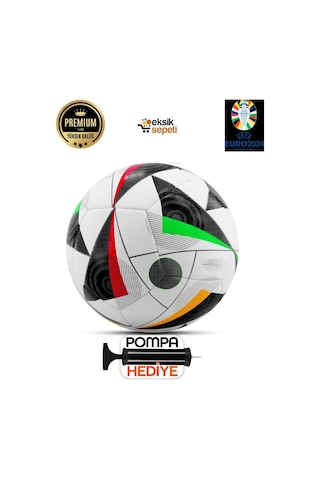 Euro2024 Tasarım Futbol Topu 4 Astarlı No:5 480 Gr + Pompa Hediyeli X516 Çok Renkli