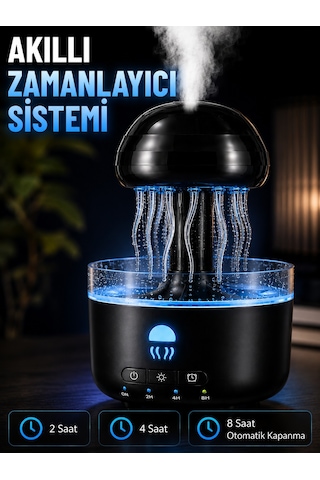 Denizanası Tasarımlı Ultrasonik Hava Nemlendirici Rgb Led Işıklı Sessiz Buhar Makinesi Zaman Ayarlı Çok Renkli