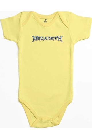 Zepplin Giyim Megadeth Text Rainbow Sarı Bebek Body Zıbın