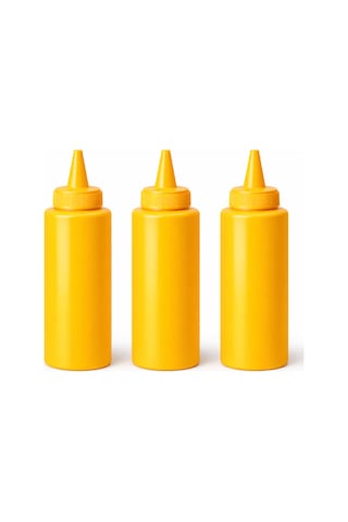 Sosluk Sıkma Şişesi 3 Adet 750 Ml Bpa Free Hardal Sos Şişesi Endüstriyel Kullanım Sarı