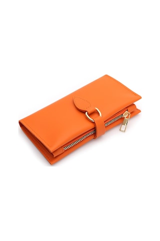 Yumuşak Suni Deri Fermuar Bölmeli Trend Kadın Cüzdan - Prs-eylül-turuncu Turuncu