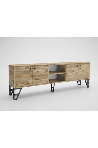 Wood'n Love Sofia 180 Cm Metal Ayaklı Tv Ünitesi - Atlantik Çam / Siyah
