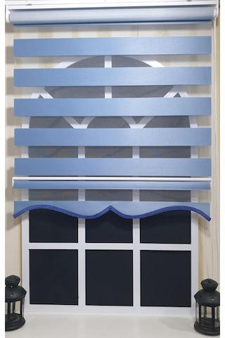 Zebra Stor Perde Mavi Etek Dilimli St 006 Mavi