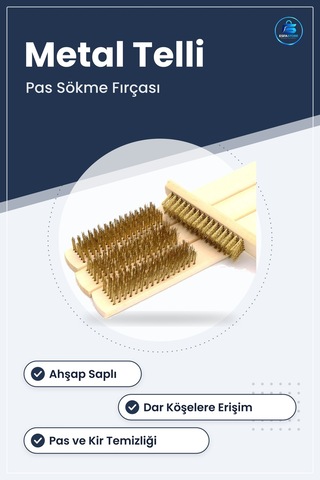 Metal Telli Ahşap Saplı Pas Kir Sökme Temizleme Fırçası Dayanıklı