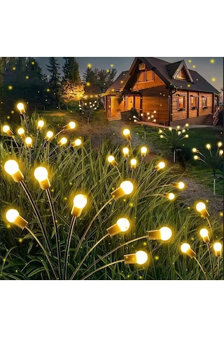8 Ledli Güneş Enerjili 2 Modlu Sarı Işık Bahçe Aydınlatma Lambası Solar Bahçe Süsü Amber - Beyaz - Mavi