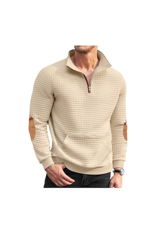 Sonbahar Ve Kış Rahat Ceket Tk Jakarlı Küçük Kare Nakış Patchwork Amerikan Henry Dik Yaka Kazak Erkekler İçin Haki