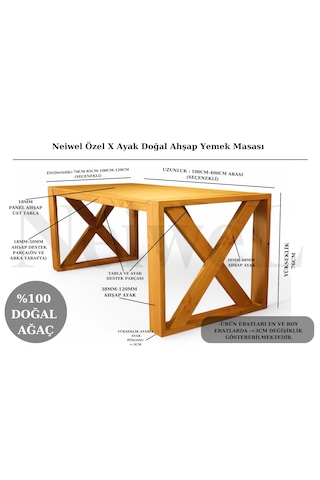 Neiwel Velmar Doğal Ahşap Yemek Masası