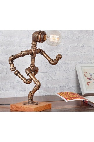 Hediyelik Kitap Okuma Lambası, El Yapımı Robot Masa Lambası Siyah