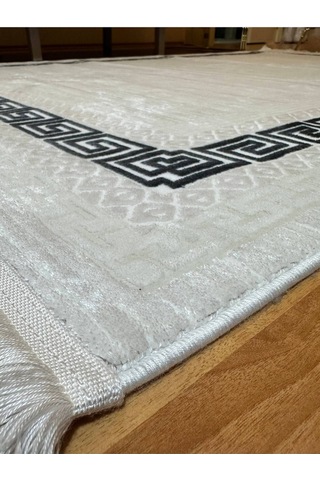 9621 Krem - Mavi Akrilik Dokuma Halı Yumuşak Salon Oturma Odası Halısı