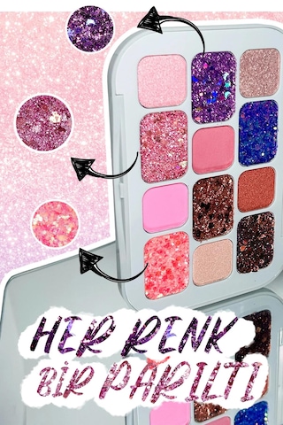 Mov 12 Li Glitter Far Paleti No:03 Yarı Mat & Işıltılı Toz Farlar 03