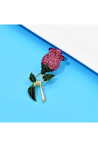 Mor Blucome Rhinestone Çiçek Broş Kadınlar Için Parlayan Kıvılcım Pin Lale Gül Aksesuarları Yeni 2023