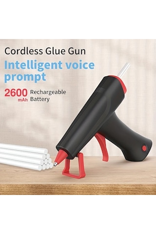 Honeybeeshop Siyah 2600mah Kablosuz Sıcak Tutkal Tabancası Taşınabilir Şarj Edilebilir Lityum Pil Dıy El Sanatları Okul Projeleri