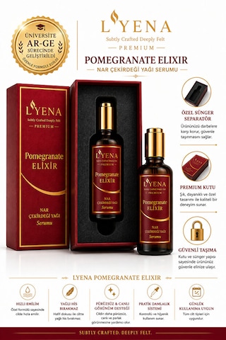Lyena Premium Pomegranate Elixir Nar Çekirdeği Yağı Cilt Bakım Serumu 50 Ml Hızlı Emilim,ciltte Elastikiyet