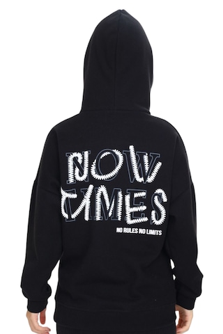 Erkek Çocuk Önü Arkası No Rules Yazılı Kapüşonlu Siyah Renk Sweatshirt Siyah