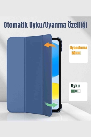 Galaxy Tab S10 Fe Uyumlu 10.9" Katlanabilen Standlı Smart Cover Akıllı Tablet Kılıfı Kapaklı Kılıf ROSE GOLD