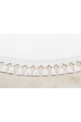 Valeryhome Vl Comfort Peluş Halı Beyaz Düz Saçaklı Beyaz Yuvarlak