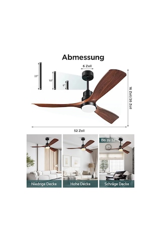 132 Cm Tavan Vantilatörü Ve Led Aydınlatma,sessiz Dc Motor, Uzaktan Kumanda