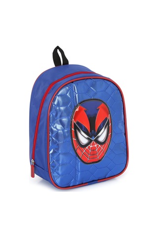 Spiderman Mavi Parlak Dikişli Baskılı Anaokulu Çantası + Suluk -