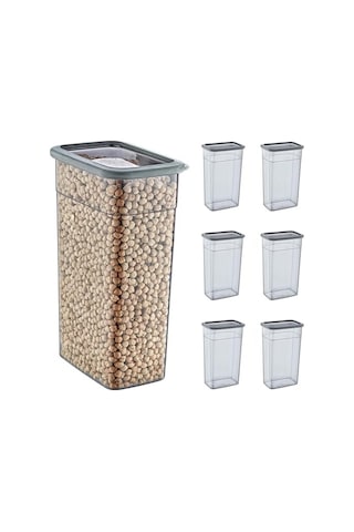 6'li Set Skali Dikdörtgen Saklma Kabı Antrasit 3500 Ml Diğer