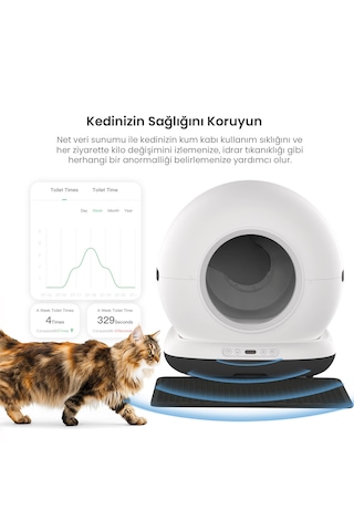 Haustier Cb002 Kameralı Akıllı Otomatik Kedi Tuvaleti Siyah