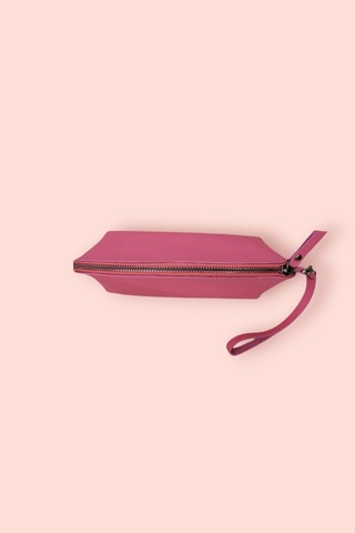 Modica Milan - Hakiki Deri Makyaj Ve El Çantası Kompakt Tasarım, Şık Ve Dayanıklı El Tutma Sapıyla Pembe