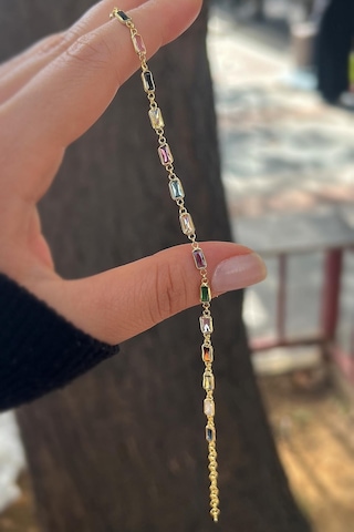 Gümüş Altın Kaplama Renkli Taşlı Bileklik Cm56e232 Diğer 92511680