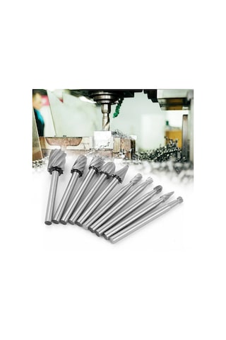 Ximistore9 10'lu Tungsten Karbür Freze Uç Seti - Ahşap Ve Metal İşleme İçin Profesyonel Kesme Ve Oyma