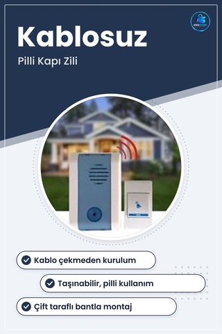 Kablosuz Kapı Zili Ev Ofis Daire Bahçe Kapısı İçin Çift Taraflı B