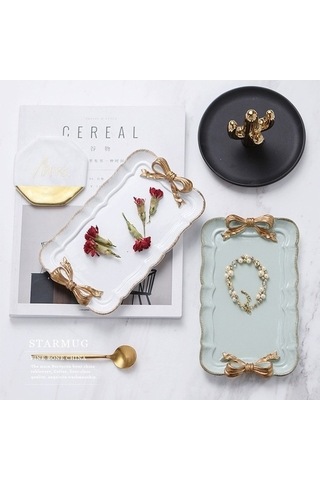 Tongxida Bosphorusboutique Tepsisi Tatlı Tabak, Beyaz, Küçük Küçük Kek İs Havlu, Dikdörtgen Tabak Sones Sevimli Saklama Mücev Beyaz