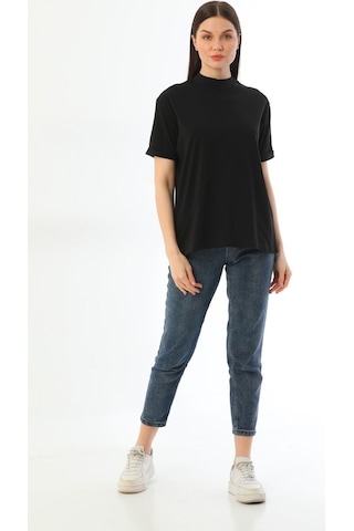 Kallima Siyah-Mavi 2'Li Paket Dik Yaka Rahat Kalıp  Pamuk T-Shirt Siyah - Mavi