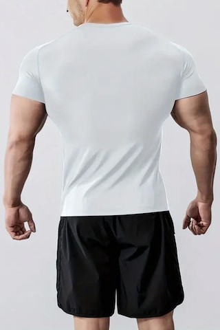 Ghassy Co. Erkek Nem Emici Hızlı Kuruyan Renk Solmayan Atletik Teknik Fitness Spor T-shirt Beyaz
