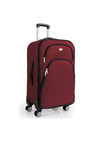 Gedox Orta Boy 4 Teker Kumaş Valiz Bordo 1081 Çok Renkli