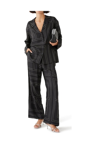 Toteme Şık Monogram Ipek Pijama Üstü Siyah