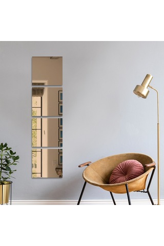 Decorıta Ayna - 4'Lü Takım Kare Ayna - 20Cm X 20Cm Şeffaf