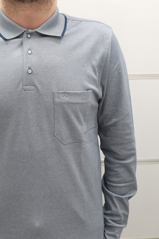 Santa Dmc Tekstil Erkek Düz Klasik Kesim Rahat Kalıp Polo Yakalı Tek Cep Kışlık Ince Sweat Lacivert