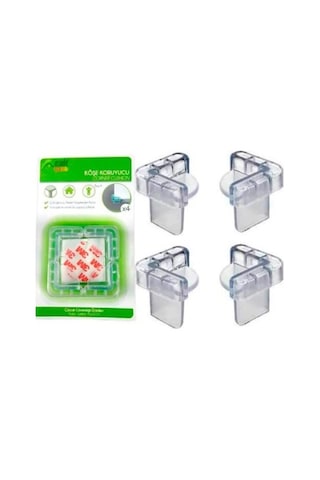 Slikon Cam Raf Köşe Koruyucu Çocuk Güvenliği 4'lü Set Tam Boy 3 x 3.5 CM Çok Renkli