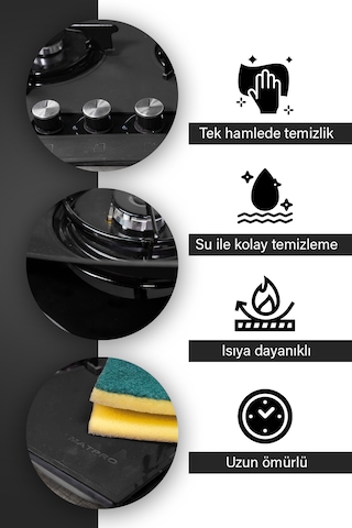 Kumtel Set Üstü Ocak Koruyucu Silikon Mat Siyah