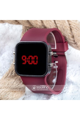 Spectrumwatch Smooth & Bordeaux Led Dijital Bordo Kol Saat Bileklik Saat St-303058