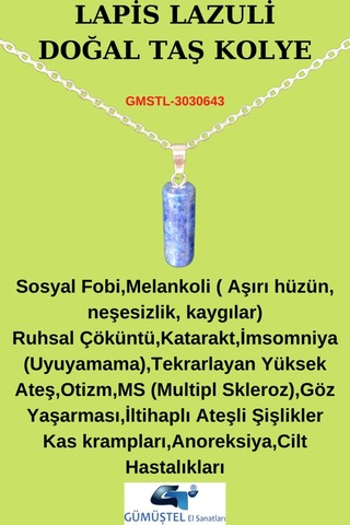 Sertifikalı Lapis Lazuli Doğal Taş Kolye Çok REnkli