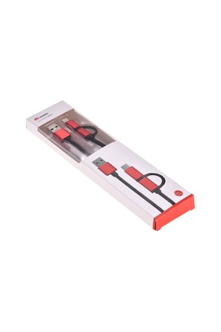 Sandwich Huawei Kırmızı Type-c & Micro-usb 2'li Veri Kablosu - Hızlı Şarj & Transfer, 1m, Dayanıklı