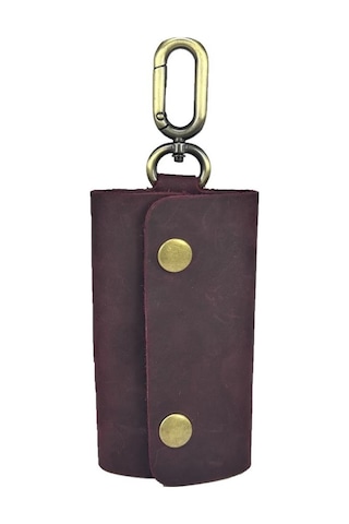 Hakiki Deri Antik Anahtarlık Crazy Bordo